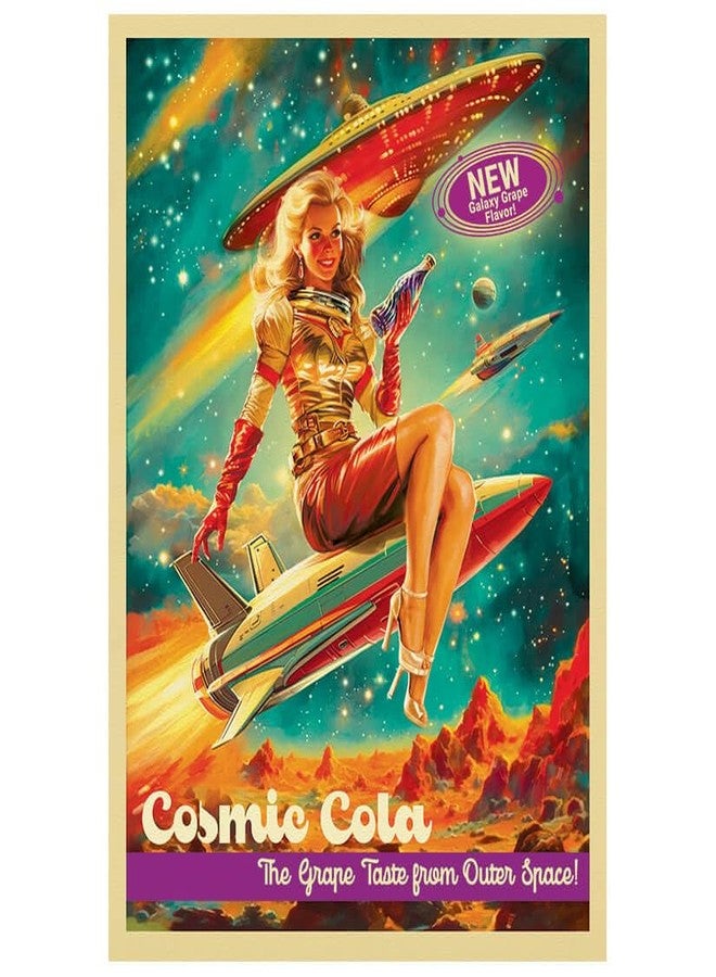 Fantasy North - Cosmic Cola #4 - Grape Flavor - 50's Retro Vintage - Rocket Girl - 100 Textured Matte TCG Card Sleeves - Fits Magic MTG Commander Pokemon and Other Card Games - Playing Card Sleeves - Image 1